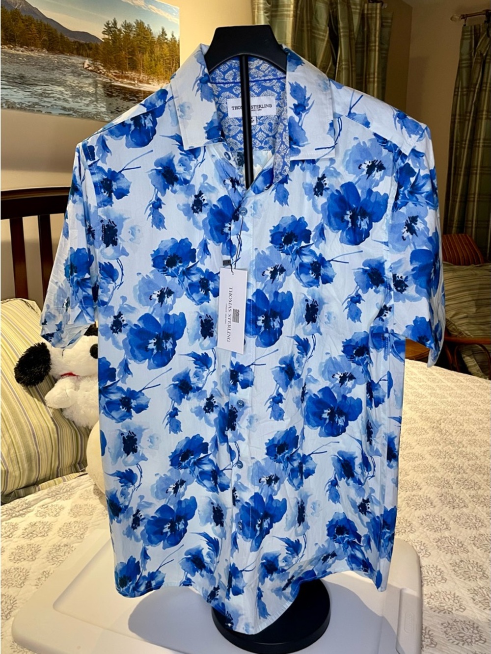 Blue Floral Short-Sleeve Camp Shirt